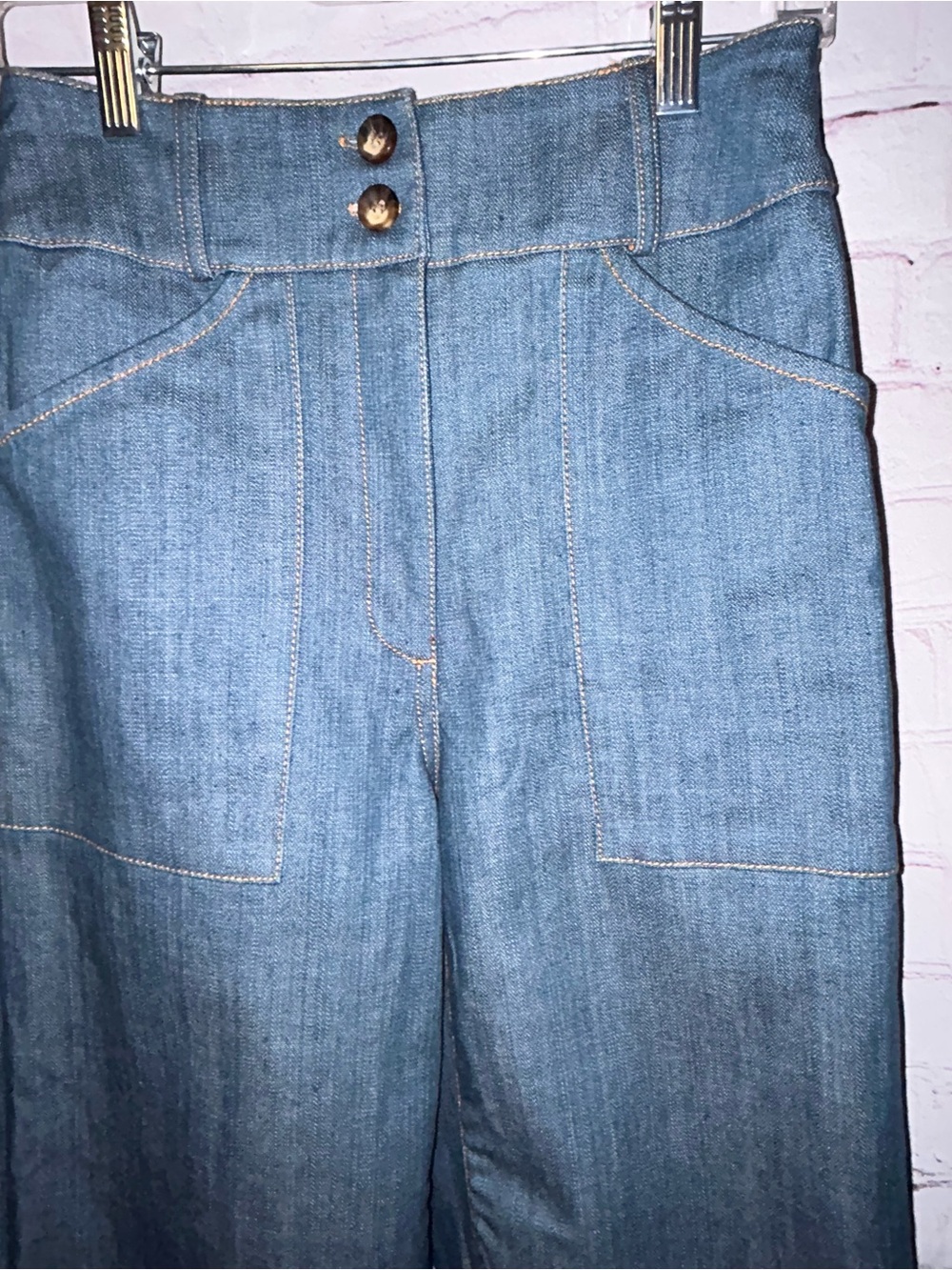 Self Contrast Aria Hi-Waist Denim Pants size S NWT - Picture 3 of 9